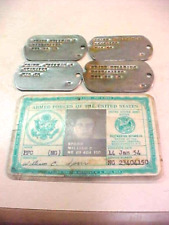 4 Vintage  1950's  Dog Tags  & ID Card picture
