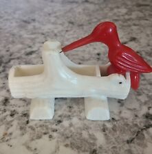 VINTAGE WOOD-PICKER Red & white toothpick holder picture