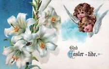 EASTER - Angels And Lilies Glad Easter-Tide Postcard - 1909 picture