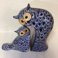 Pier 1 Gorgeous Designed Momma Owl & Owlet Book Ends Owlet Has Repaired Ear picture