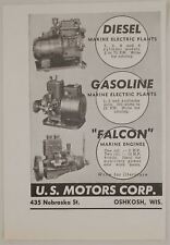 1945 Print Ad U.S. Motors Corp Marine Engines & Electric Plants Oshkosh,WI picture