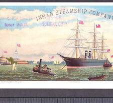 Inman Steamship Co NY Harbor Castle Garden Ship Toledo OH Advertising Trade Card picture