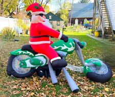 Gemmy Airblown Inflatable Christmas Santa Motorcycle Lighted Yard Decor 9ft picture
