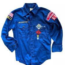 Vintage Cub Boy Scouts Uniform Shirt Sz 8 10 Blue Gold Patch Yellow Scarf  picture