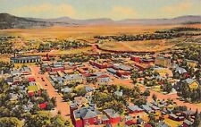 Raton NM New Mexico Downtown Main Street Aerial View Goat Hill Vtg Postcard X2 picture
