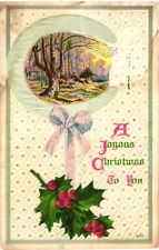 Beautiful Sunset and Trees, Winterberries, A Joyous Christmas To You Postcard picture