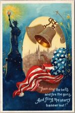 c1910s FOURTH OF JULY Postcard Statue of Liberty / U.S. Flag / Artist CLAPSADDLE picture