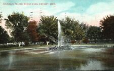 Detroit Michigan, Fountain, Water Works Park, Urban Escape, 1908 Postcard picture