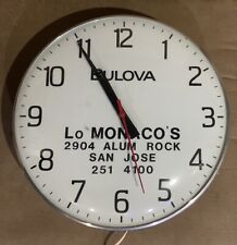 Vtg Lo Monaco’s Jewelers 2904 Alum Rock San Jose Ca. Bulvoa Lighted Wall Clock picture