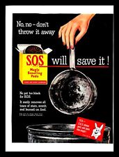 1952 S.O.S Magic Scouring Pads Vintage PRINT AD Dish Washing Kitchen Cleaning  picture