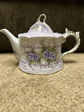 Vintage Musical Teapot Ornate Gold Trim Purple Flowers WORKING plays Fur Elise picture