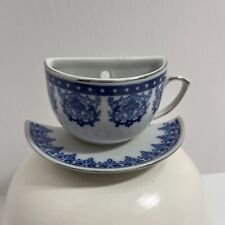 Vintage Bombay Blue Tea Cup Wall Hanging Plaque Blue And White Decor 6 1/2” picture