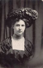 RPPC Alta Burkey Merry Widow Hat Edwardian Woman 1910 Antique Photo Postcard C58 picture