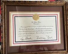 George H.W. Bush And Barbara Bush Signed White House Letter with POTUS Gold Seal picture