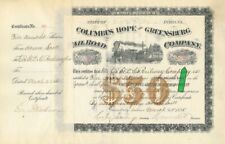 Columbus Hope and Greensburg Railroad Co. - High Number of Shares - 1885 dated R picture