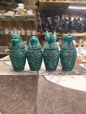 Antique Collection Set Of 4 Egyptian Ancient Canopic Jars Organs Storage Statues picture