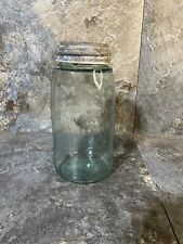 VTG  Hero CROSS Mason's Nov 30th 1858 Glass QUART Fruit Canning Jar 699 Blue picture
