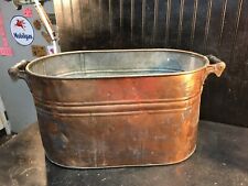 Vintage Large Oval Copper Boiler Wash Tub with Wood Handles REEVES USA picture