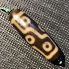 Unique Magic Power Tibetan Old Agate Ivory Color 9Eye totem dZi Bead 13*37mm picture