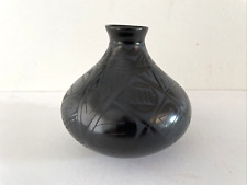 Vintage Black Mata Ortiz Mexican Clay Art Pottery Mexico Pot signed Luis Baca picture