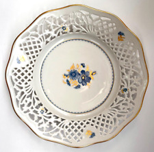 VTG Schumann Arzberg Blue Flowers w/ Gold Accents Pierced Plate, W-Germany, EUC picture