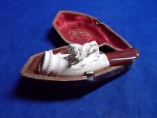 ✔️ Vintage CHEROOT MEERSCHAUM PIPE One Dog with Amber Stem & Case -D3 picture