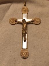 Antique Georgian Cross In Gilt Bronze & Mother Of Pearl 1820 Perfect Condition picture