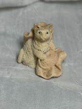 Vintage Miniature Cat Figurine With Peach Blanket 1.5”x1.5” picture