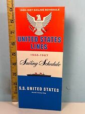 1966-67 S.S. United States Sailing Schedule New York to Europe Map picture