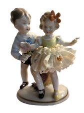 RARE Unter Weiss Bach Dresden Lace #8815 Girl&Boy Figurine 1940s MINT E. Germany picture