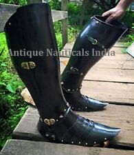Armor Greaves Medieval Functional Black Steel Knights Leg Guard picture