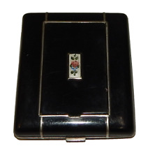 Vintage Black Cigarette Case & Make-Up Compact with Guilloche Enamel picture