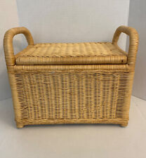 Large Wicker Storage Basket With Hinged Lid  picture
