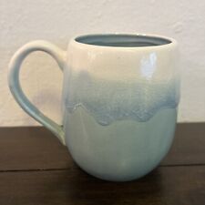 Anthropologie Cabarita Light Aqua Blue Coffee Mug Ombré Earthenware Crackle picture
