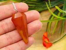 Carnelian Crystal Pendulum With Silver Plated Chain, Carnelian Point Pendulum picture