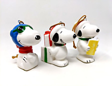 Lot of 3 VTG Snoopy Christmas Ornament: Pilot Flying Caroling Singing Gifts Rare picture