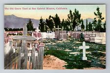San Gabriel CA-California, Mission Grave Yard, Antique Vintage Souvenir Postcard picture