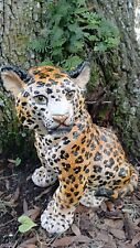 Italian Mid Century Hollywood Regency Majolica Terracotta Leopard Cub Statue HTF picture