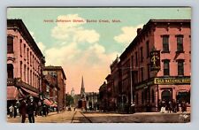 Battle Creek MI-Michigan, North Jefferson Street, National Bank Vintage Postcard picture