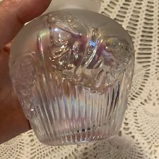 Vintage frosted Iridescent chubby ribbed glass bud propagation vase 4