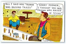 Man Punched Boy Truman Was Raising Taxes Political Humor Unposted Postcard picture