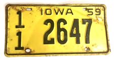 1959 Iowa License Plate Vintage Antique Rustic Tag Man Cave Fathers Day Gift picture
