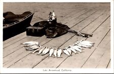 Real Photo Postcard Fishing Catch and Gear in Lake Arrowhead, California picture
