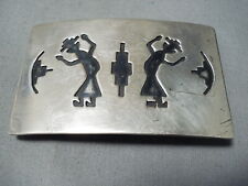 EXPRESSIVE VINTAGE NAVAJO STERLING SILVER BUCKLE NATIVE AMERICAN OLD picture