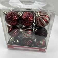 Holiday Time 18 Shatterproof Christmas Tree Ornaments Burgundy Black Gold picture