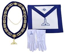 Masonic Master Masons Blue Lodge Senior Warden Apron Jewel Gloves Gold Collar picture