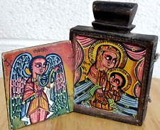 Ethiopian Coptic Christian Double-sided Hand Painted & Carved Religious Icon picture