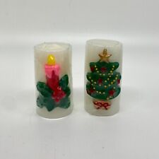 Set of 2 Vintage Christmas Cheer Candles Retro Dopamine Decor Holiday Kitsch picture