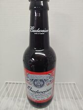 New Large Budweiser Beer Millenium Glass Beer Bottle Coin Bank 14.5” w Cap picture