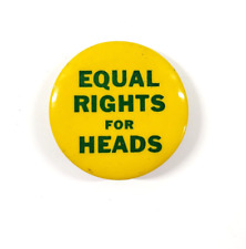1960s Equal Rights For Heads UUU LSD Hippie Psychedelic Drug Culture Pinback picture